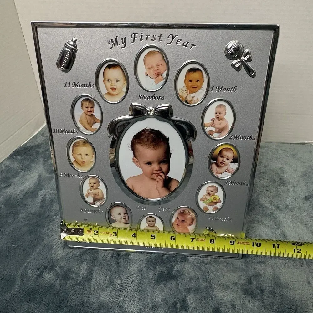 My First Year Baby Photo Frame Shower Gift Nursery Decor Boy Girl Pearhead